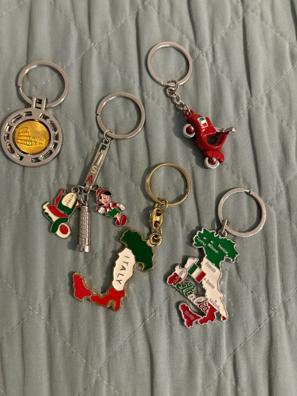 Italy Souvenir Keychain Lot - Red, Green, White
